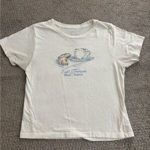 Cream Graphic Tee with Café Print